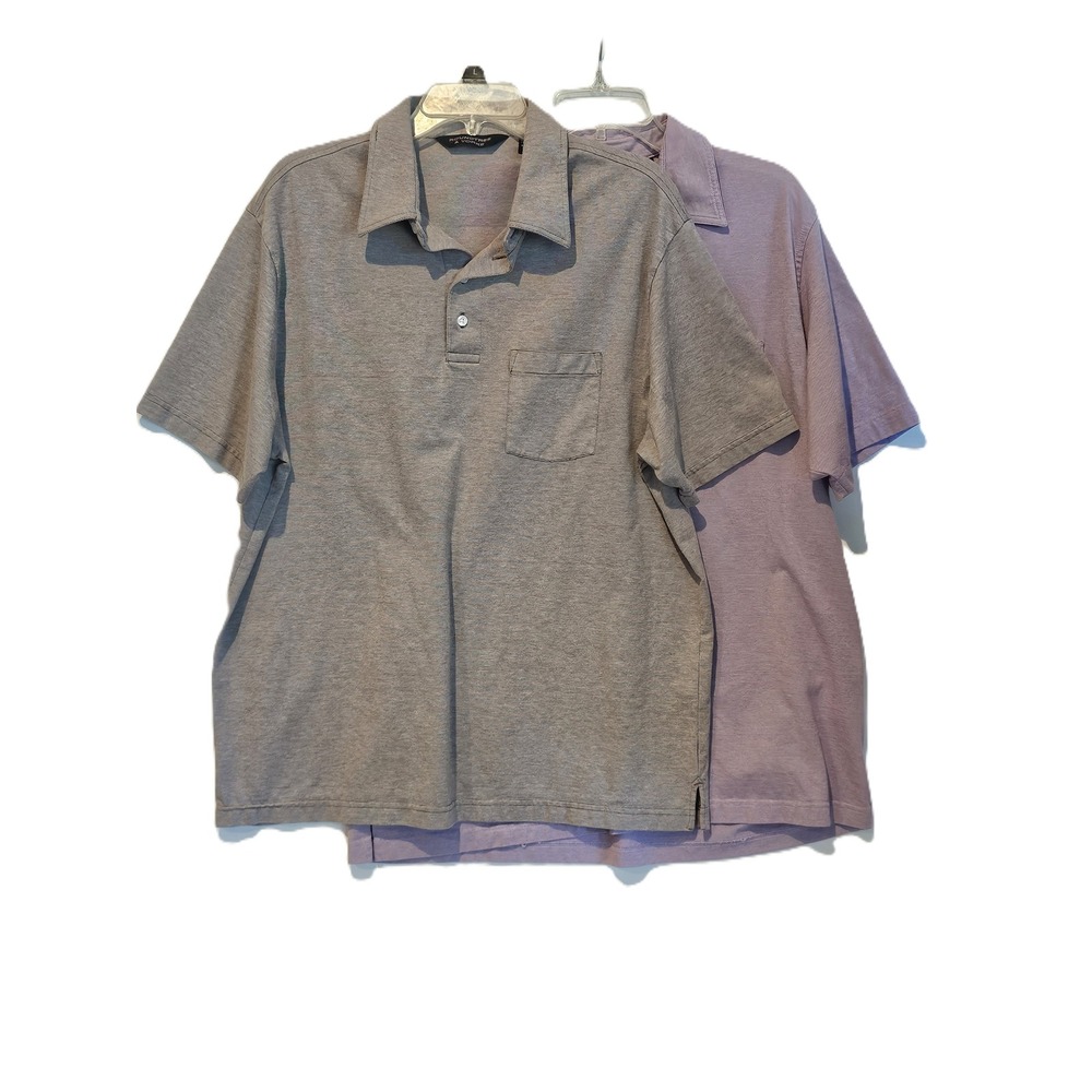 Roundtree & Yorke Classics Mens XL‎ Grey & Lavender Polo Shirts Two Pack